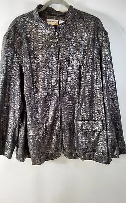 Alfred Dunner Medium Weight Black & Silver Full Zipper Jacket /Blazer - 24W • $16