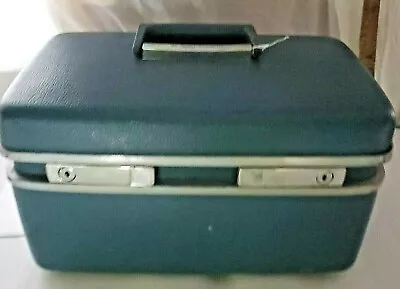 Vtg Samsonite Royal Traveler Medalist Travel Make Up Case Blue MIRROR SUITCASE • $35