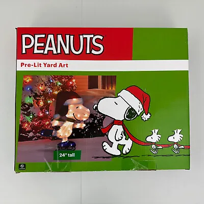 24  Ice Skating Snoopy Pre-Lit Yard Art Decor Outdoor Heavy Duty Christmas • $65