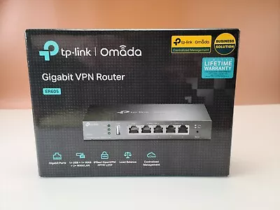 TP-Link ER605 Omada 5-Port Gigabit Multi-WAN VPN Router 3 Config WAN/LAN Ports • $49.99