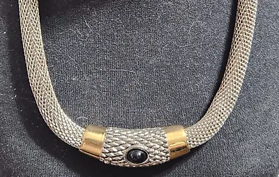 Vintage Magnetic Mesh Choker Necklace Gold Silver Black Onyx • $19.99