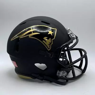 New England Patriots CUSTOM Matte Black - Metallic Gold Mini Football Helmet • $65