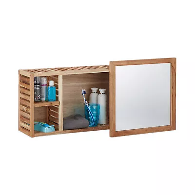 Wall Cabinet With Mirror Hanging Bathroom Cabinet Medicine Cabinet Walnut Wood • £67.90