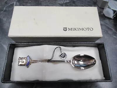 Vintage Enamel Mikimoto Silverplate 4mm Pearl Souvenir Spoon With Box Nice! • $17.99