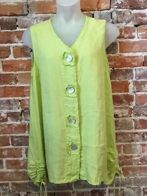 Match Point La Fixsun Lime Green Button Front Tunic Vest Top M New • $34.95