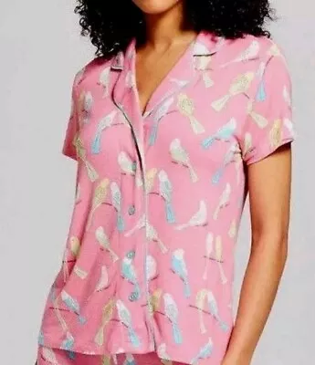 NWT Munki Munki Nite Nite Pink Birds Parakeets Pajama Set Size XL 2 Piece • $49.99