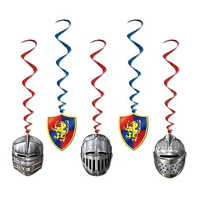 5 X Medieval Knights Of The Realm Hanging Whirls Party Decoration • £8.99