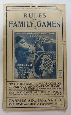 Vintage 1899 CARROM ARCHARANA Co Rules For Family Games Instruction Booklet RARE • $49.99