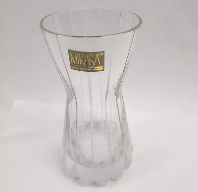 Cut Crystal Glass MIKASA Vase Yugoslavia  5 1/2  H X 2 3/4  Dia. At Base • $7.50