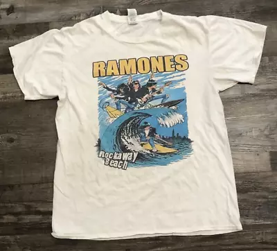 Ramones Rockaway Beach Unisex White T-Shirt • $13.99