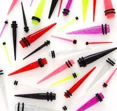 Set Of 6 X GLITTER Tapers Ear Stretchers Expanders Tragus • £2.89