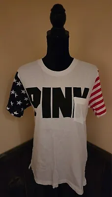NWOT Victoria Secret Pink American Flag 4th Of July Oversized Short Sleeve Shirt • $16.99