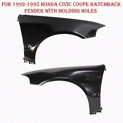 For 1992-1995 Honda Civic Coupe Hatchback Fender With Molding Holes Front 2Pc • $199.16