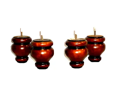 5  Wood Turned Furniture Legs Medium Walnut Finish (1960) 5/16  Bolt - Set Of 4 • $26.97