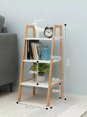 3/4 Tier Wooden Ladder Shelves Rack Bookcase Flower Plant Display Unit Storage  • £39.99