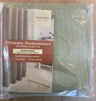 $50 • Buy Ultimate Performance Shower Curtain 100% Cotton 72x 72  Green Waffle Pattern