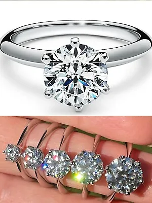 0.5-4ct Real Moissanite Engagement Promise Ring Passes Diamond Tester 925 Silver • $47.23