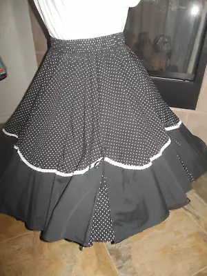 $12.99 • Buy Malco Modes Square Dance Skirt Women - Large - Black Dot - 22  - Vintage