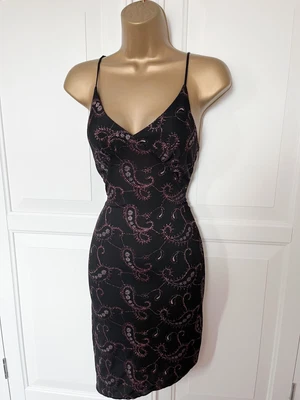 £45 • Buy Jane Norman Vintage Black Pink Glitter Asymmetric Evening Dress Size 10 BNWT