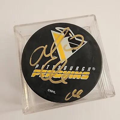 Mario Lemieux Pittsburgh Penguins Signed Puck VINTAGE RARE Gold Excellent Cond • $282