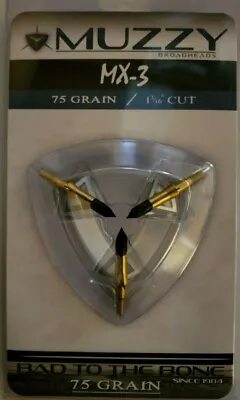 Muzzy MX-3 3-Blade Broadhead 75 Grain 1 3/16  CUT • $22.99