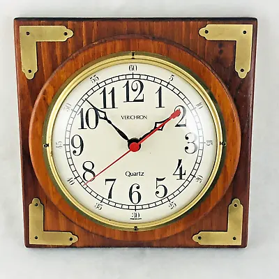 Vintage Wood And Brass VERICHRON Wall Clock - Tested & Works Well • $27.95