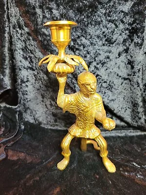 Vintage Brass Monkey Butler Candle/Taper Holder Chinoiserie Style • $59.99