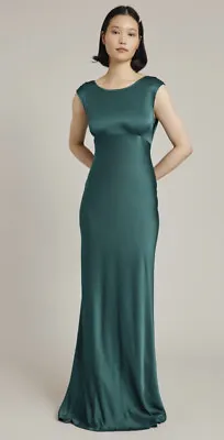 Ghost *salma Olivia* Hollywood Long Emerald Dress Size L Original Price £225 • £70