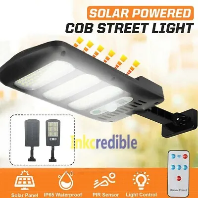 Solar LED Street Light Motion Remote Sensor Control Wall Flood Outdoor Yard Lamp • $19.99