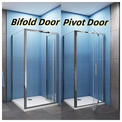 Pivot Bifold  Shower Enclosure Door Glass Screen Walk In Cubicle Panel & Tray • £389