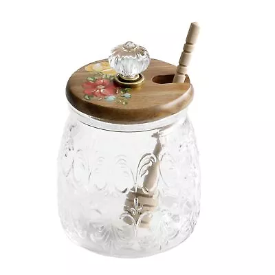 The Pioneer Woman Vintage Floral Glass Honey Jar With Lid And Honey Dipper • $16.09