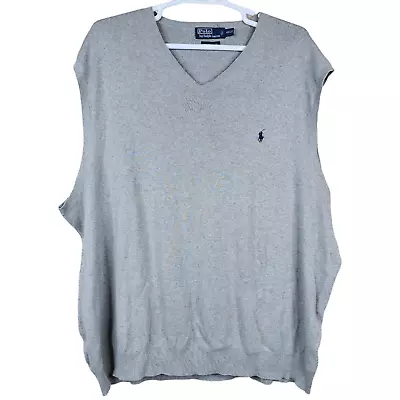 Polo Ralph Lauren Vest Mens 4XLT Gray Pima Cotton V Neck Pony Embroidery Sweater • $29.95