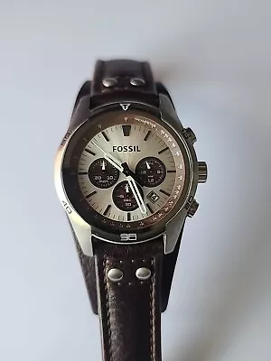 Fossil Coachman Chronograph Cuff Leather Men's Watch CH2565 • $69.95