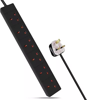 £12.99 • Buy 6 Way Gang Extension Lead Cable Individually Extension 6 Socket Plug UK 1 METER