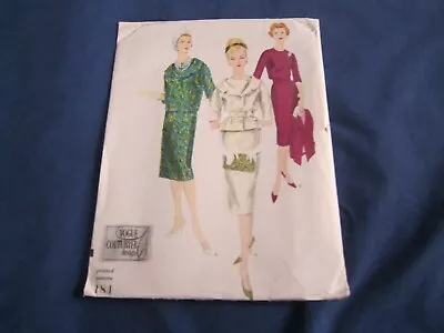 1959 VOGUE PATTERN COUTURIER DESIGN #184 DRESS & JACKET  Size 14 W/Cloth Label • $15.49