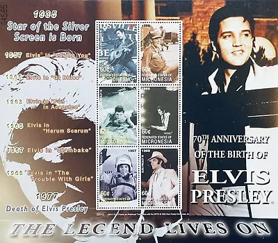 MICRONESIA 70th ANNV OF THE BIRTH OF ELVIS PRESLEY STAMPS 2005 MNH THE KING • $8.53