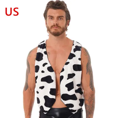 US Men's Cowboy Western Vest Open-Front Waistcoat Jacket For Halloween Costumes • $15.46