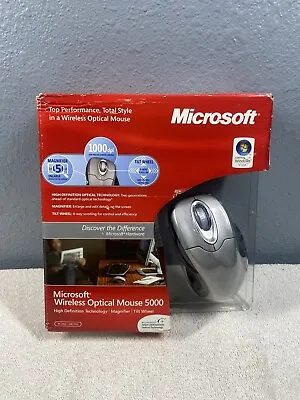 Microsoft Wireless Optical Mouse 5000  In Box Used Windows PC Hi-Def Tilt Wheel • $12.50