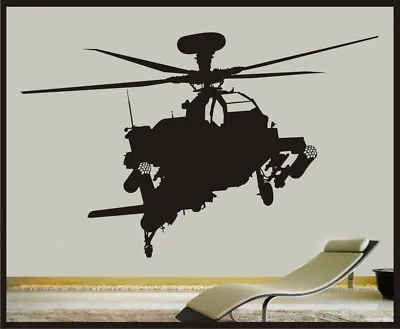 Helicopter Apache Vinyl Sticker Wall Decal Bedroom Kids Army • $19.99