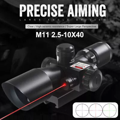 Rifle Scope 2. 5-10 X40 EG Mil-dot Illuminated Red Dot Laser Sight Tactical • $45.99