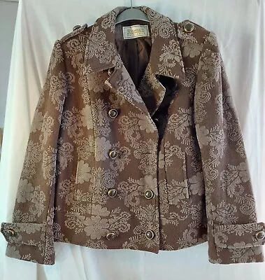 Size Large Biker Style Jacket Brown With Embossed Pattern Used From Roman • £3.99
