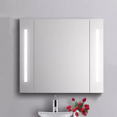 Led Lighted Mirror Medicine Cabinet Shaver Socket Makeup Bathroom Vanity Mirror • £125.95