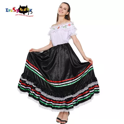 Women Lace Flower Bohemian Traditional Mexican Costumes Festival Party Dress US • $31.99