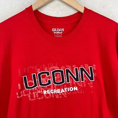 UCONN Shirt Mens L UNIVERSITY CONNECTICUT Recreation Rec Cotton Blend Jersey Red • $11.99