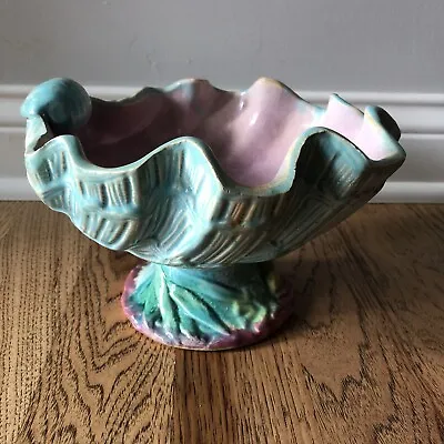 Vintage Majolica Shell Compote Circa Late 1800s Blue Green Pink • $256.49