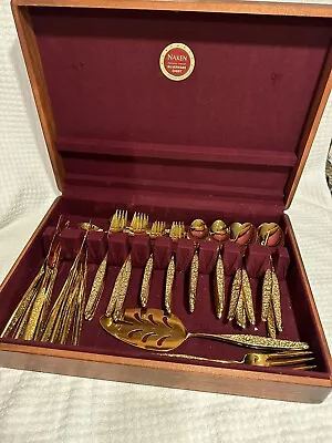 VINTAGE 1960's VIP GOLD PLATED FLATWARE 53 PIECES • $119