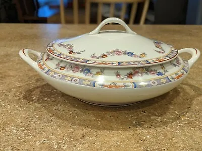 Vintage  Canonsburg Pottery Serving Bowl With Lid Flowers Beautiful Design • $22.99