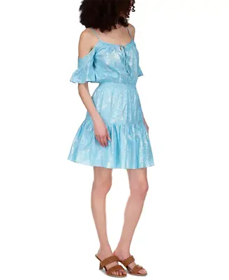 Michael Kors Women's Foil-Print Cold-Shoulder Dress Turquoise XL • $27.95
