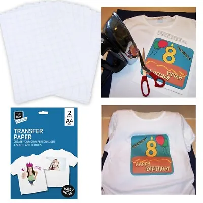 8x TRANSFER PAPER SHEETS Light Cotton T-Shirt Press On Iron Inkjet Printer Image • £8.65
