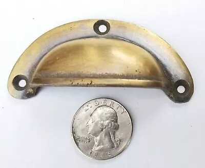 Sm. Ant. Style Bin Cup Pull Drawer Cabinet Handle Solid Brass 2-1/2 Cntr. #A11 • $12.95